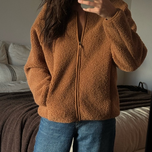 B.young brown boucle zip up sweater - Picture 5 of 5
